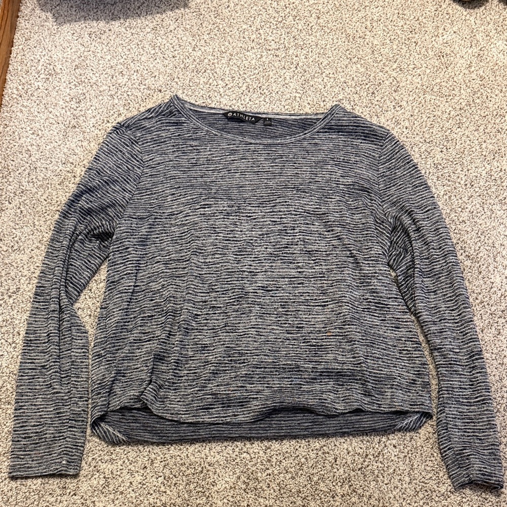 Athleta Blue and White Striped Top